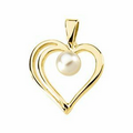 14K Yellow 4 mm Cultured Pearl Heart Pendant